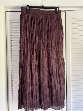 100% polyester, WD.NY Crinkled Maxi Skirt in Deep Plum